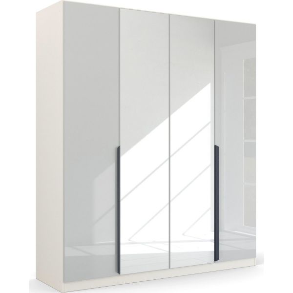 Rauch Modern 4 Door White Glass With Mirror Wardrobe