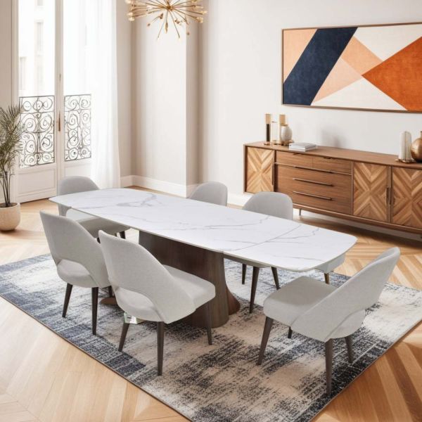 Morano Ceramic Extending Dining Table With Moritz Dining Chairs