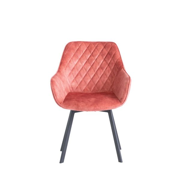 2 x Viola Swivel Dining Chair - Pink Velvet