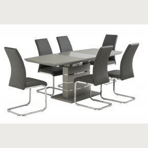 Magnus 1.4m to 1.8m Grey Matt Extending Dining Table With Soho Grey Dining Chairs 